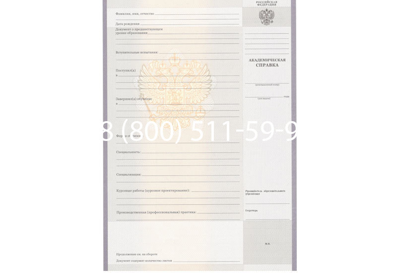 Купить Академическая справка образца 2010-2011 год для колледжа в Красноярске
